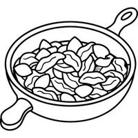Creamy Chicken and Bacon Pasta Shells in a Skillet. A Delicious and Easy Meal vector