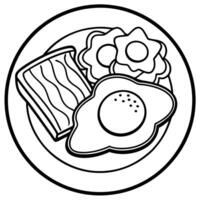 Hearty Breakfast Plate with Two Fried Eggs. Crispy Bacon. and Toasted Bread vector