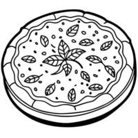 Freshly baked cheesy stuffed crust pizza with herbs on a dark table setting vector