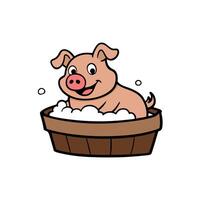A pig enjoying a refreshing mud bath. the epitome of relaxation on the farm. vector