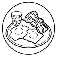 Composition with tasty fried eggs and bacon on wooden table with copy space. vector