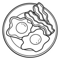 Fried eggs and bacon isolated on transparent background vector