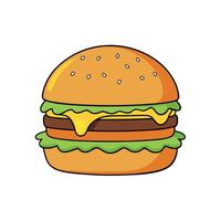 High-definition capture of a gourmet burger. layers visible. melting cheese vector