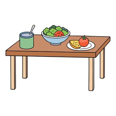 Wooden table. next to a bowl of fruit sandwich with meat. lettuce. tomatoes