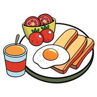Delicious breakfast with eggs. bacon. toast and tomatoes. vector