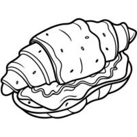 Crispy bacon croissant sandwich on transparent background vector