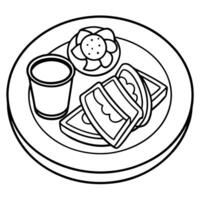 Breakfast on plate isolated on a white Background. Created with technology. vector