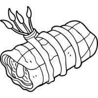 Grilled meatloaf wrapped in bacon Meat stuffed with asparagus Ketogenic diet vector