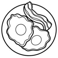 Fried eggs with bacon isolated on transparent background vector