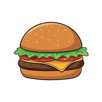 Beef burger. tasty hamburger with onion and tomato on a transparent background vector