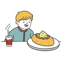 Enjoying a loaded baked potato with cheese. bacon. and chives at a restaurant vector