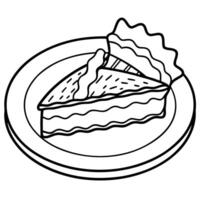 A pie with bacon and parsley on top is cut in half and served on a white plate vector