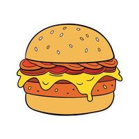 Juicy cheeseburger with melted cheese and crispy bacon is waiting to be eaten vector