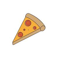 A slice of pizza on a white background. captured from an overhead perspective. vector