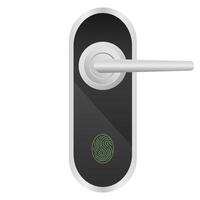 Door handle with fingerprint scanner. Metallic gradient, intercom, call, glass, design, interior, decor item, furniture, lock, magnet, remote control, smart home, security system, key card, biometry vector