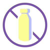 Lactose free label. Diet, drop, fermented milk product, lactase enzyme, intolerance, indigestion, digestive problem disorder, congenital, acquired, intestines, stomach, alternative, crossed out bottle vector
