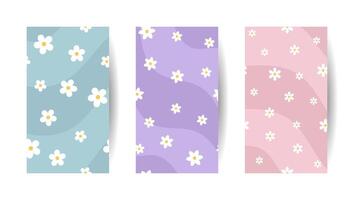 Set of daisy flower pattern phone background vector