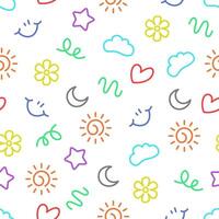 Cute kid scribble mega set in flat graphic design vector