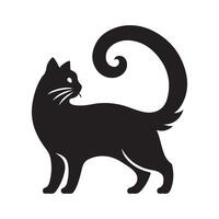 Charming Cat Silhouette with Tail Curves vector
