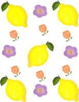 Lemon Flower clipart Illustration Pattern and Design with isolated white background vector