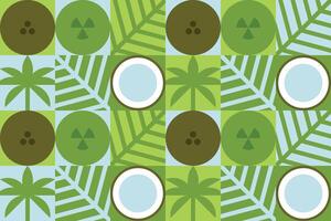 Abstract coconut seamless geometrical pattern. Tropical palm trees and leaves. Summer green background design. vector