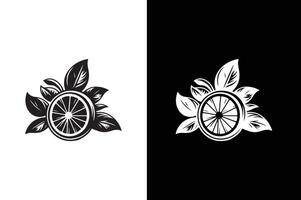 Fruit silhouette Icon on Black and White Background. Lemon, lime icon vector