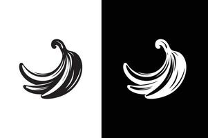 Banana silhouette icon isolated black background. Banana icon vector