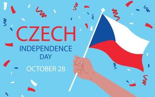 Czech Republic independence day greeting card, banner. National day 28th of October background with elements of flag. vector