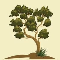 Green tree grass with leaf Background. vector