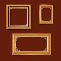 Set of Golden Border Photo frame background vector