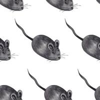 Seamless watercolor pattern. Gray toy mouse with tail, cat toy hand painted with watercolor. Suitable for printing on fabric, paper, for cards and design of pet products vector