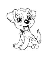 Bright and simple puppy drawing for children to color, emphasizing the cuteness and fun of a cartoon canine companion. vector