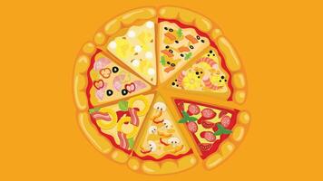 pizza slice on an isolated colored background vector