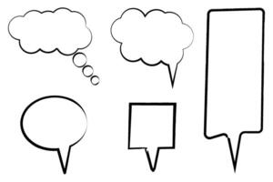 Hand drawn grunge speech bubbles, doodle scribble thought balloons vector