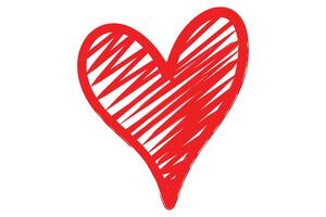 Red hand drawn grunge heart icon symbol vector