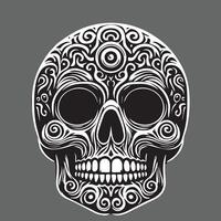 Dark Skull Silhouette, Eerie Outline in Shadow vector