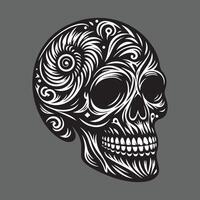 Gothic Skull Design with Intricate Floral Patterns vector