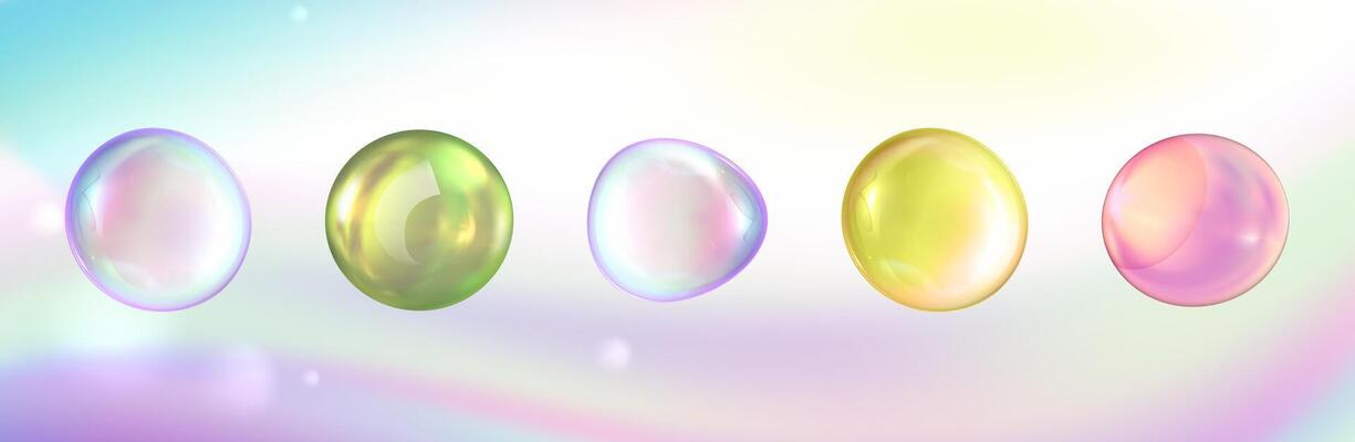 3d abstract set of collagen serum bubbles. Cosmetic essence. Collagen clear realistic drops