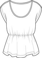 Women draped sleeveless top with wide neckline and elasticized waist vector