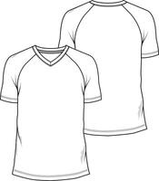 Men basic v-neck raglan short sleeve regular hem vector