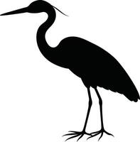 Elegant Heron Silhouette in Twilight Stillness on the Quiet Pond vector