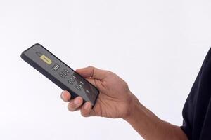Man accessing smartphone with pin code. Encrypted data. photo