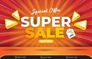 special offer super sale discount template banner with blank space for product sale with abstract gradient orange and red background design vector