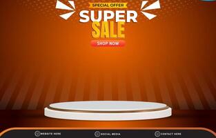 special offer super sale discount template banner with blank space for product sale with abstract gradient brown background design vector