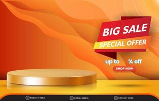 big sale special offer sale template banner with blank space 3d podium for product sale with abstract gradient orange and yellow background design vector