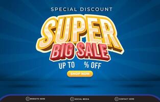 special discount super big sale template banner with blank space for product sale with abstract gradient blue background design vector
