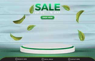 elegant sale discount template banner with blank space 3d podium for product sale with abstract gradient blue background design vector
