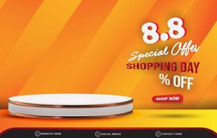 special offer sale template banner with blank space 3d podium for product sale with abstract gradient orange and yellow background vector