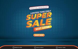 special discount limited super sale with landscape template banner and copy space for product sale with abstract gradient blue and green background design vector