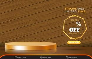 limited special sale template banner with blank space 3d podium for product sale with abstract gradient brown background design vector